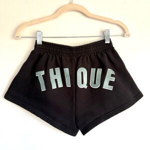 Beyonce Size Renaissance Tour 2023 Thique‎ Spell Out Cotton Fleece Black Shorts